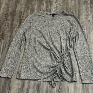 INC International Concepts Heather Gray Ruched Long Sleeve Top